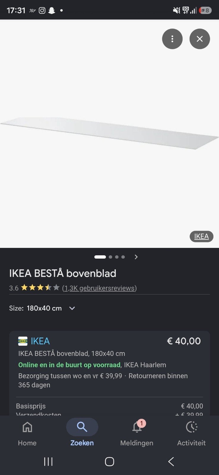 Glasplaat ikea, Ophalen