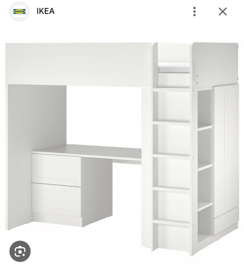 IKEA Småstad hoogslaper met bureau en opbergruimte, Hoogslaper, Eenpersoons, Ophalen of Verzenden, 200 cm