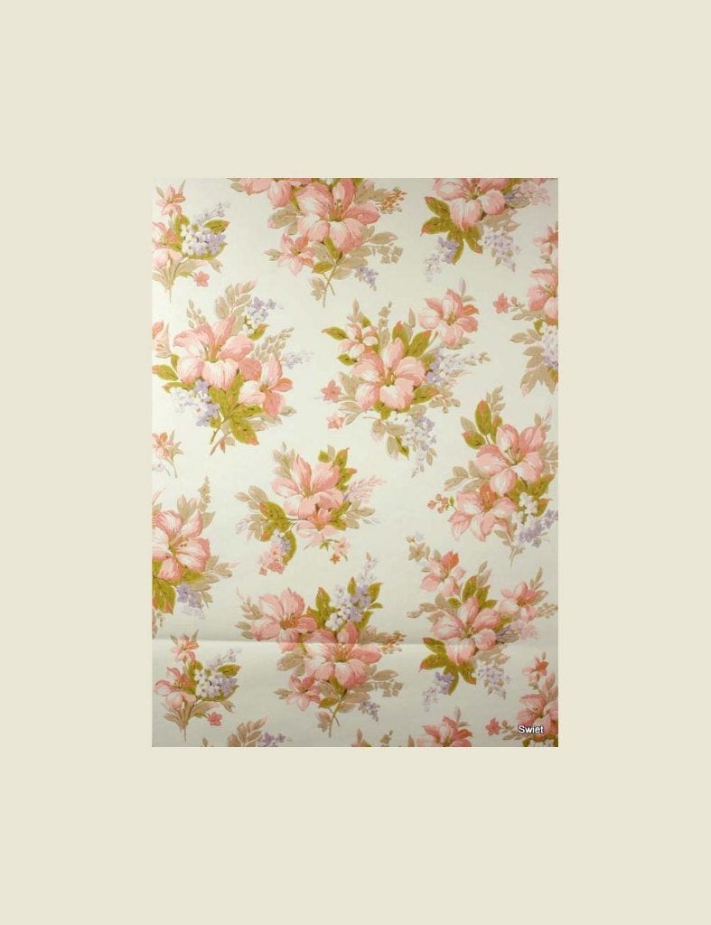 3701 bloemen behang roze lila pastel vintage wallpaper swiet, Ophalen of Verzenden, Roze