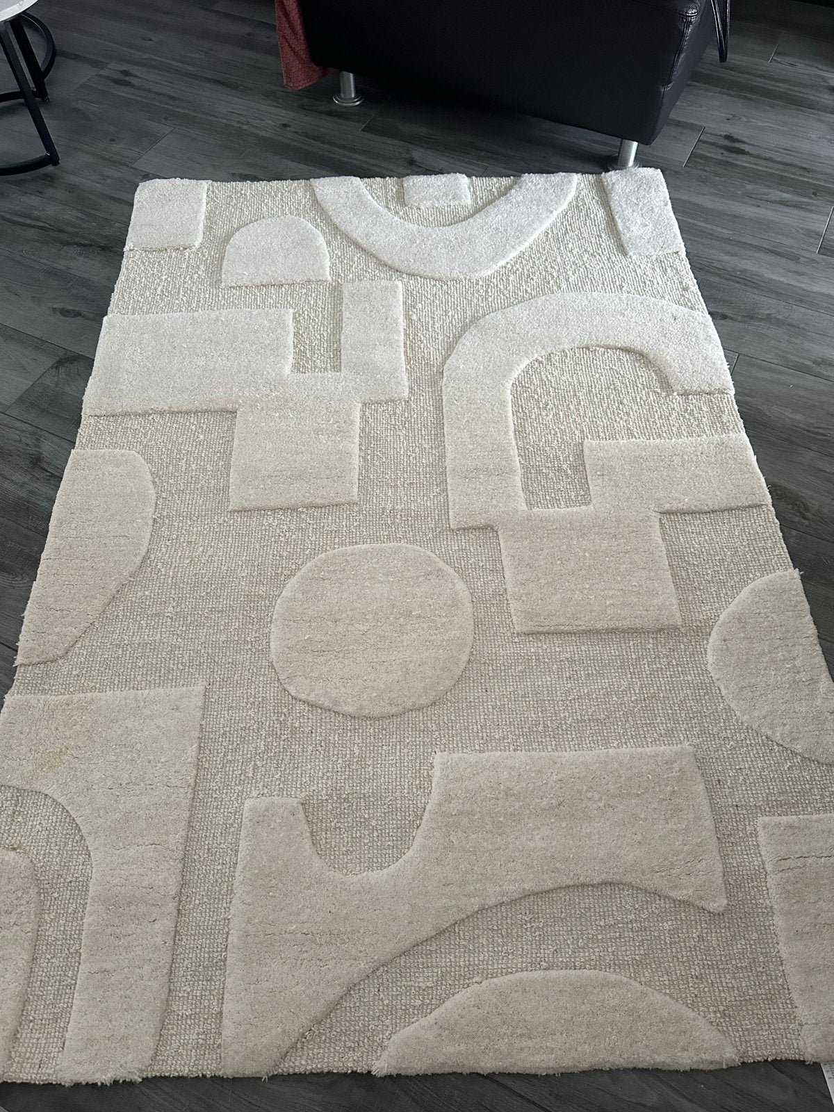 Modern Crème Vloerkleed met Geometrische Patronen, 100 tot 150 cm, Ophalen of Verzenden, Zo goed als nieuw, Crème