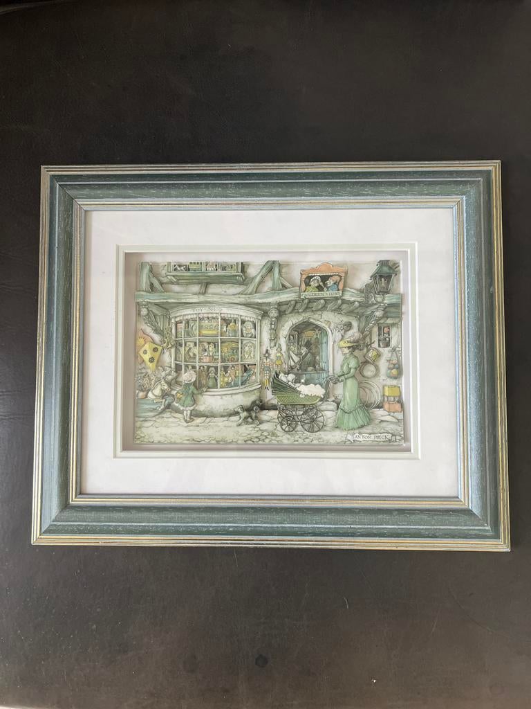 Anton Pieck 3D-kunstwerk in lijst, 40/32cm, Ophalen of Verzenden