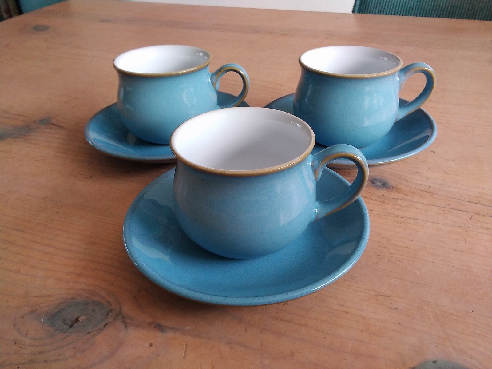 Denby Colonial Blue kop en schotels, Huis en Inrichting, Verzenden, Zo goed als nieuw, Overige stijlen, Kop(pen) en/of Schotel(s)