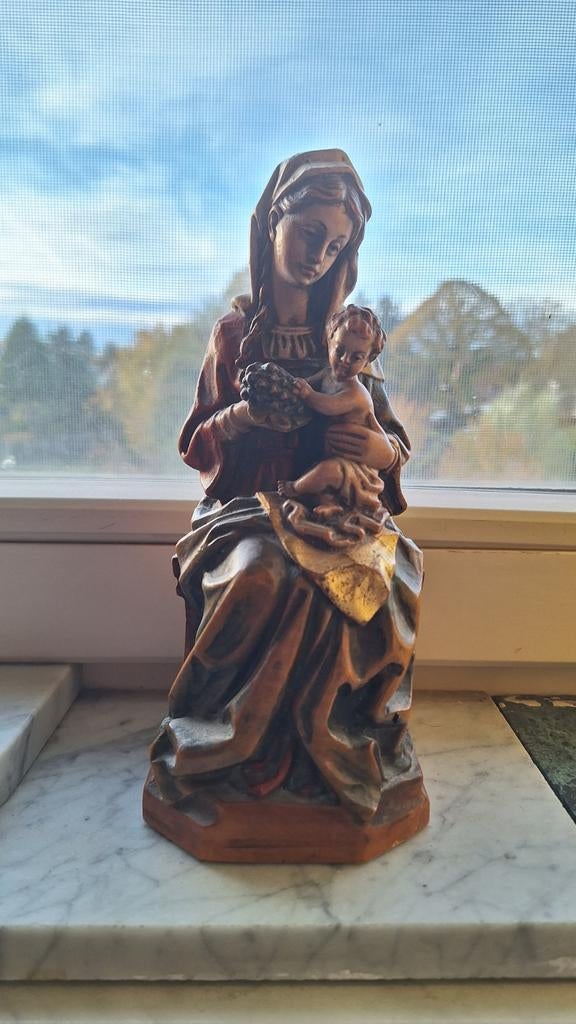 Statue of Madonna & Child. woodcarving antique, Ophalen of Verzenden