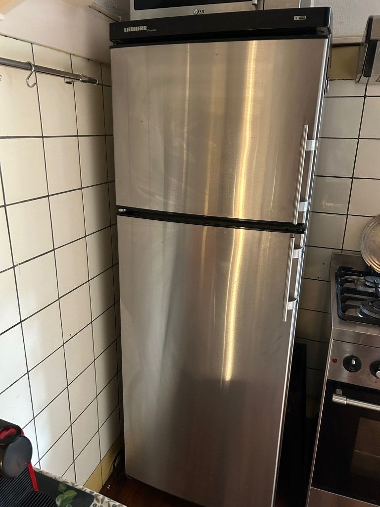 Koel-vriescombinatie + Gasfornuis/oven, Overige typen, Ophalen, Gebruikt, Grijs