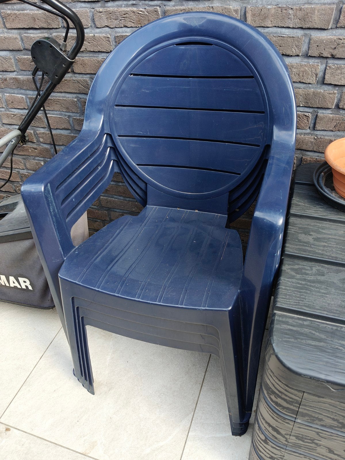 Grosfillex tuinstoelen - stapelbaar - 4 stuks, Ophalen, Gebruikt, Kunststof, Stapelbaar