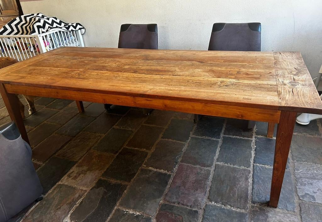 grote teak houten tafel 2.40 bij 1mtr, Huis en Inrichting, Tafels | Eettafels, Ophalen of Verzenden, Gebruikt, Rechthoekig, 50 tot 100 cm