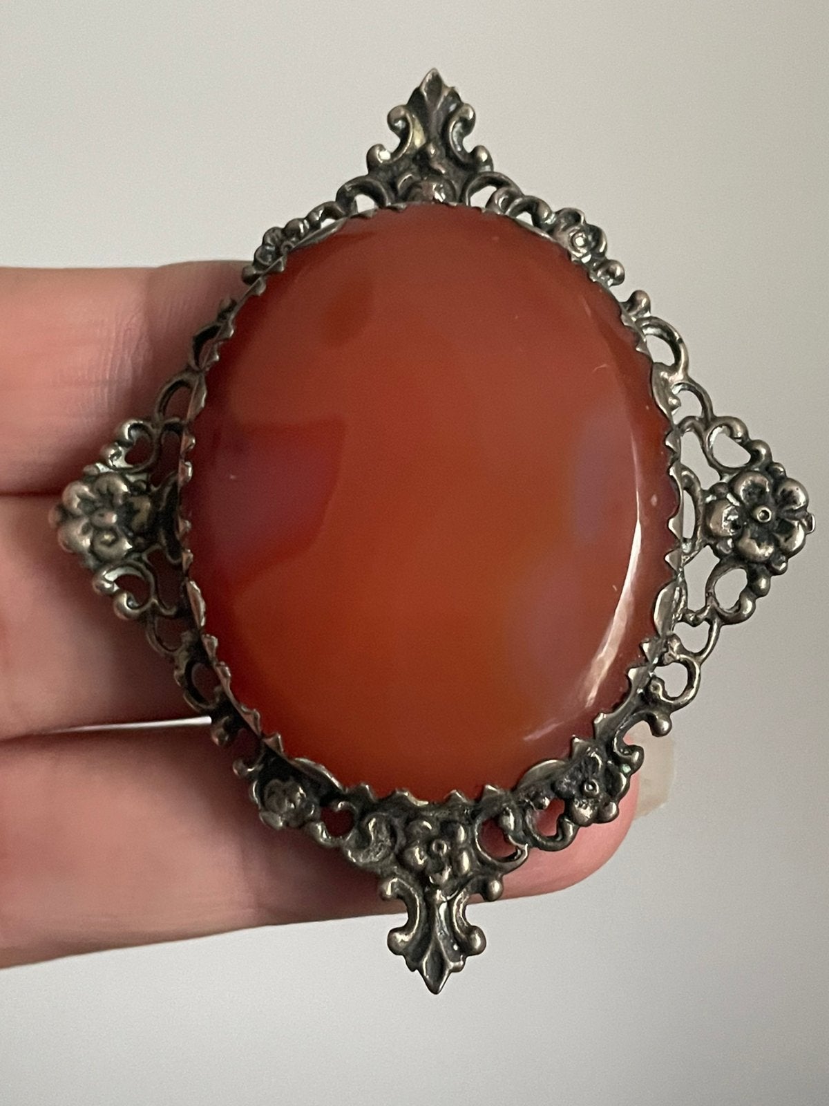 grote antiek zilveren hanger met carneool, Sieraden, Tassen en Uiterlijk, Ophalen of Verzenden, Zilver, Hanger