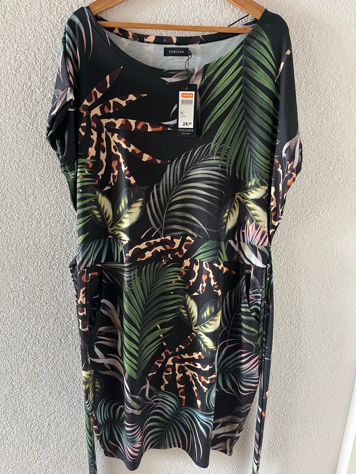 Nieuwe Zomerjurk met tropische print en ceintuur, maat XL, Meerkleurig, Maat 46/48 (XL) of groter, Nieuw, Ophalen of Verzenden