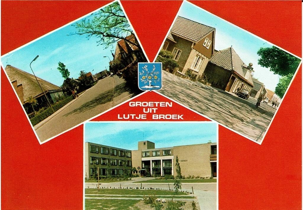 Ansichtkaart Lutjebroek, 3-luik, gebouwen, Verzamelen, Ophalen of Verzenden, 1980 tot heden, Ongelopen, Noord-Holland