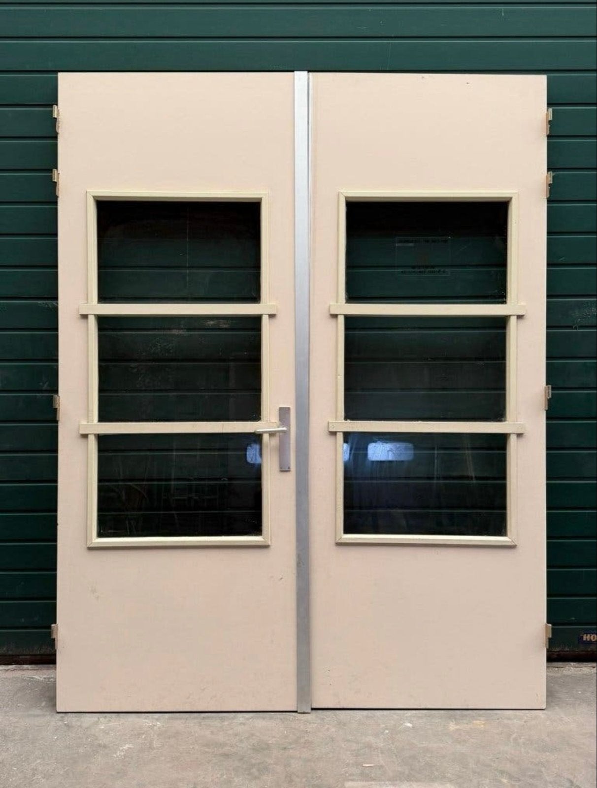 4x Dubbele Deuren met Raam - 243x185x4 cm, Doe-het-zelf en Verbouw, Ophalen, Gebruikt, Binnendeur, Hout