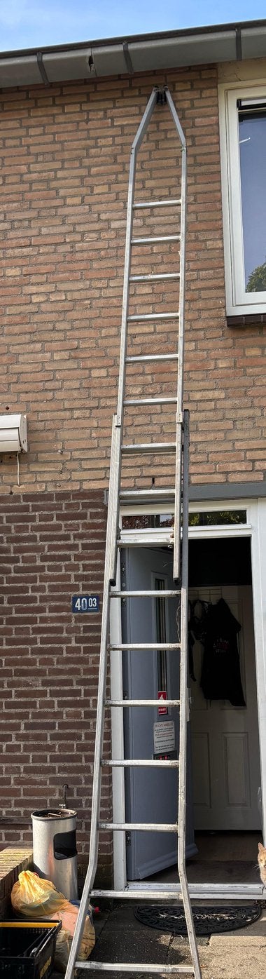 Glazenwasser ladder, Doe-het-zelf en Verbouw, Ophalen, Gebruikt, Ladder, Opvouwbaar of Inschuifbaar