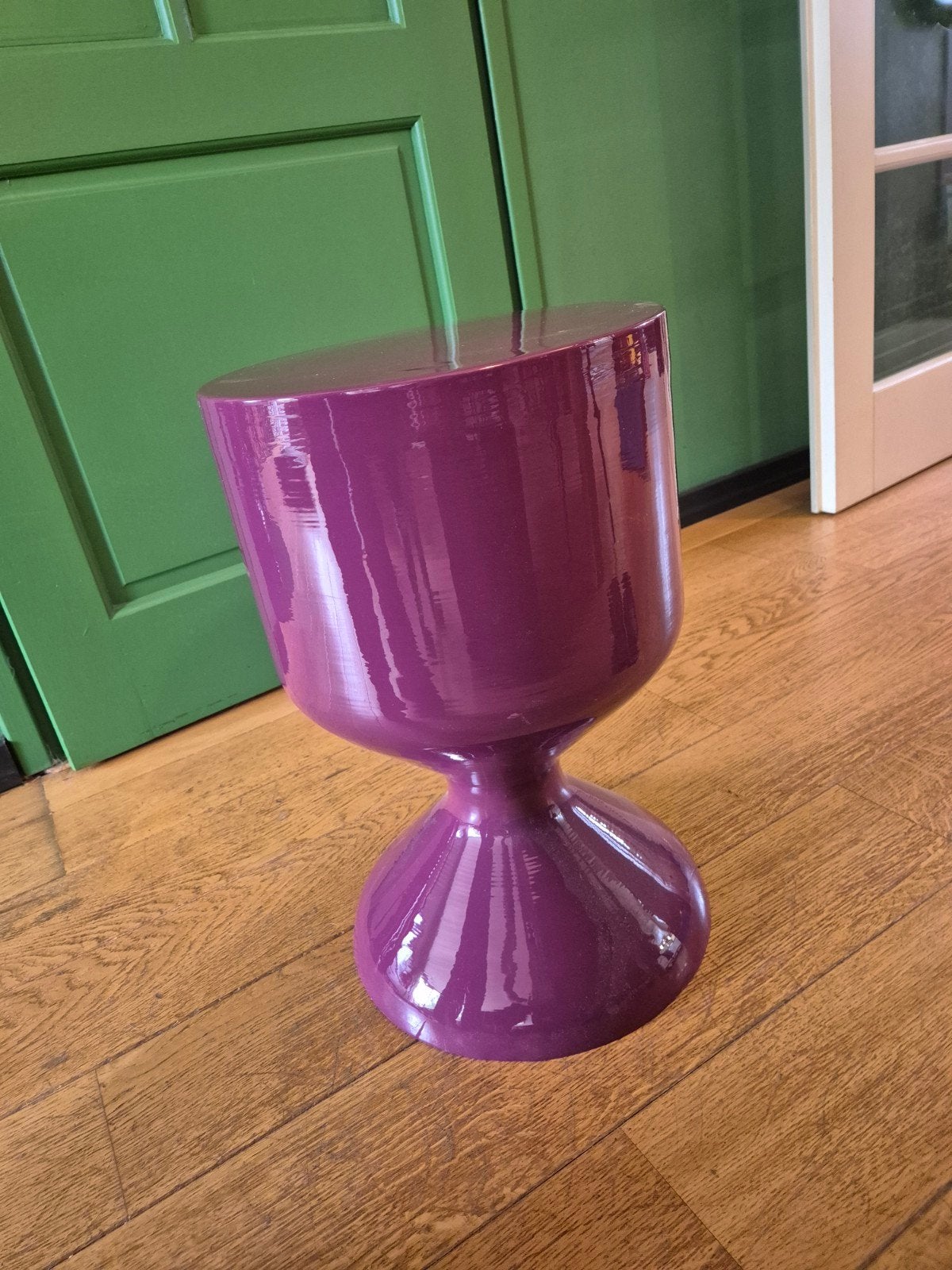 Paarse bijzettafel / krukje Woood, Minder dan 55 cm, Metaal of Aluminium, Rond, Zo goed als nieuw