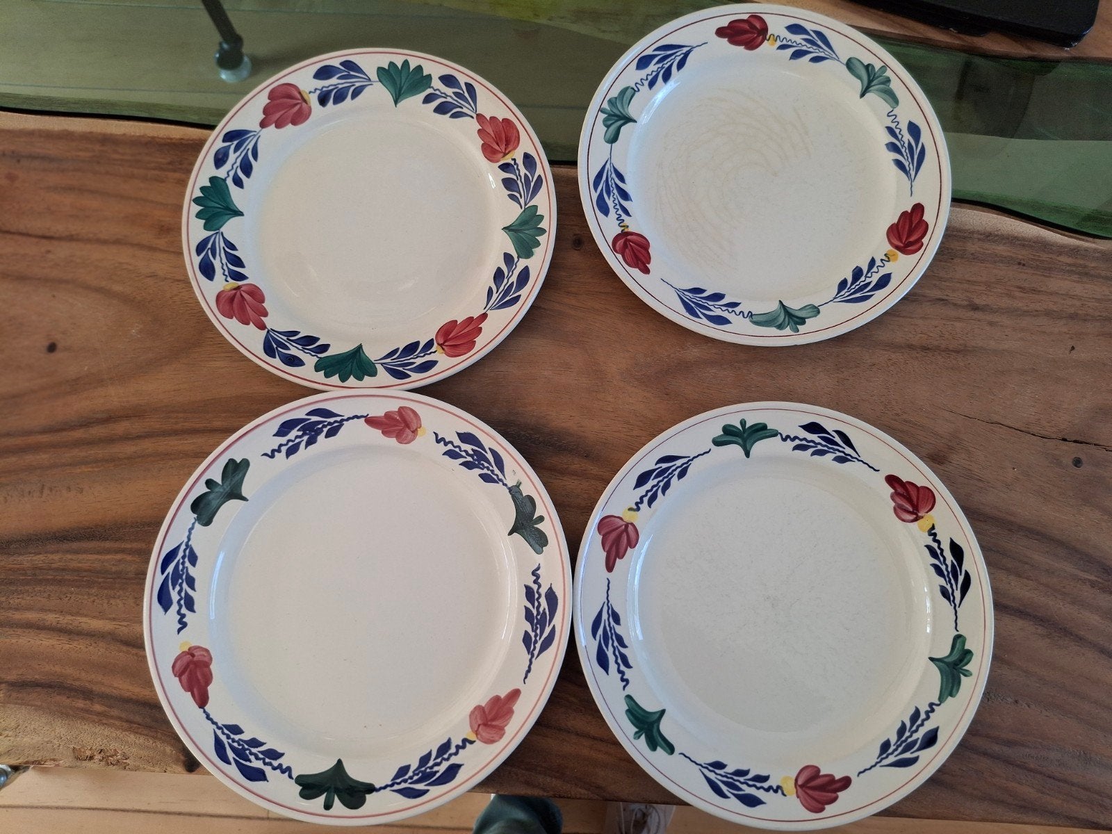 Set van 4 Boeren bont-stijl borden met bloemmotief, Ophalen