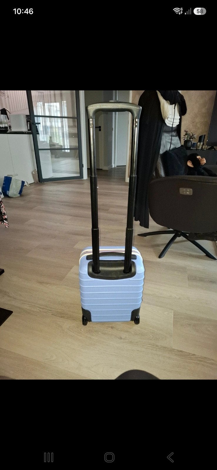 Onder de stoel koffer blauw nieuw, Sieraden, Tassen en Uiterlijk, Koffers, Ophalen, 50 tot 60 cm, Hard kunststof, Nieuw