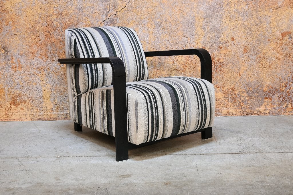 ZGAN! grijze stoffen Leolux Hemmingway design fauteuil, Leolux, Leolux, 75 tot 100 cm, Ophalen of Verzenden