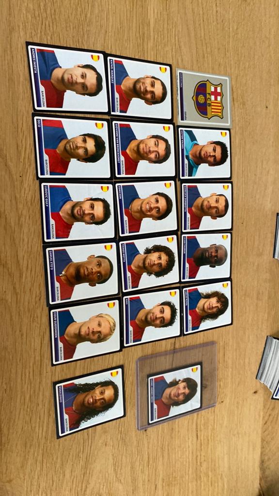 Panini barcelona 06 met ronaldinho en Messi, Ophalen of Verzenden, Zo goed als nieuw
