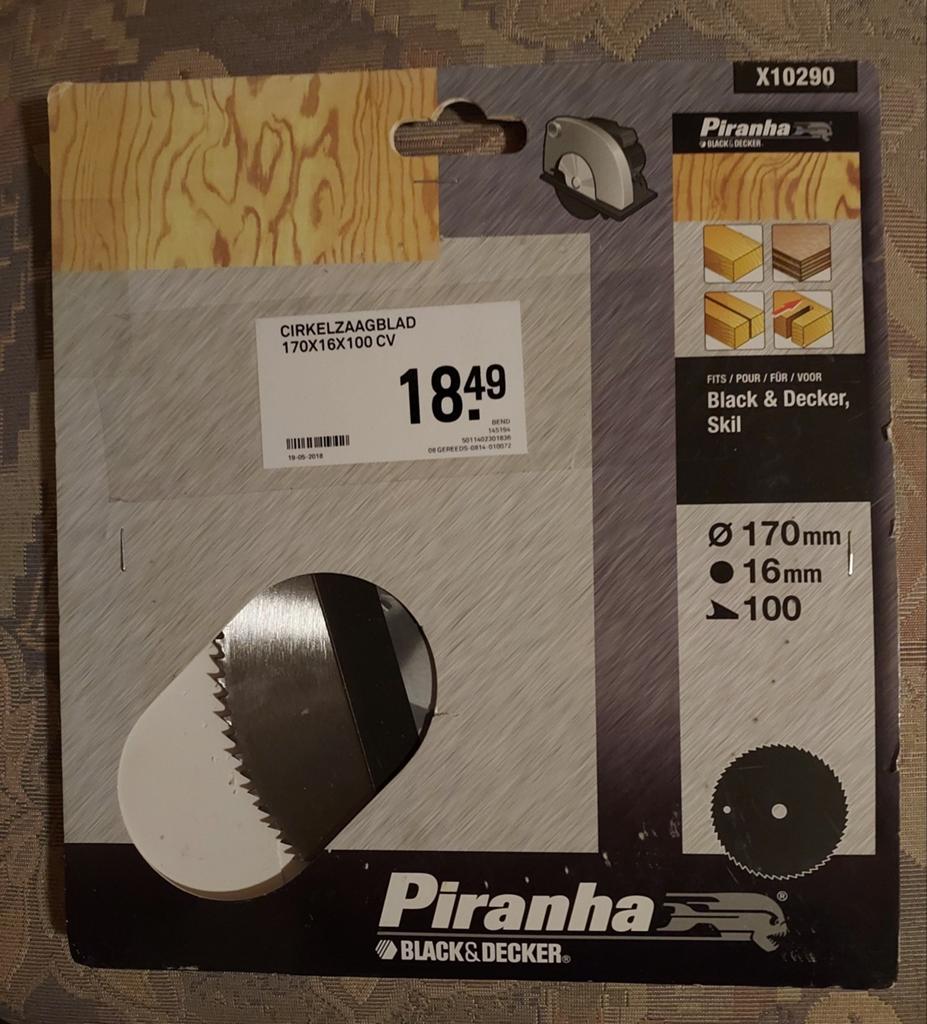 Piranha Cirkelzaagblad 170x16x100 CV - Nieuw in verpakking, Ophalen, Nieuw, Cirkelzaag, Piranha (Black & Decker)