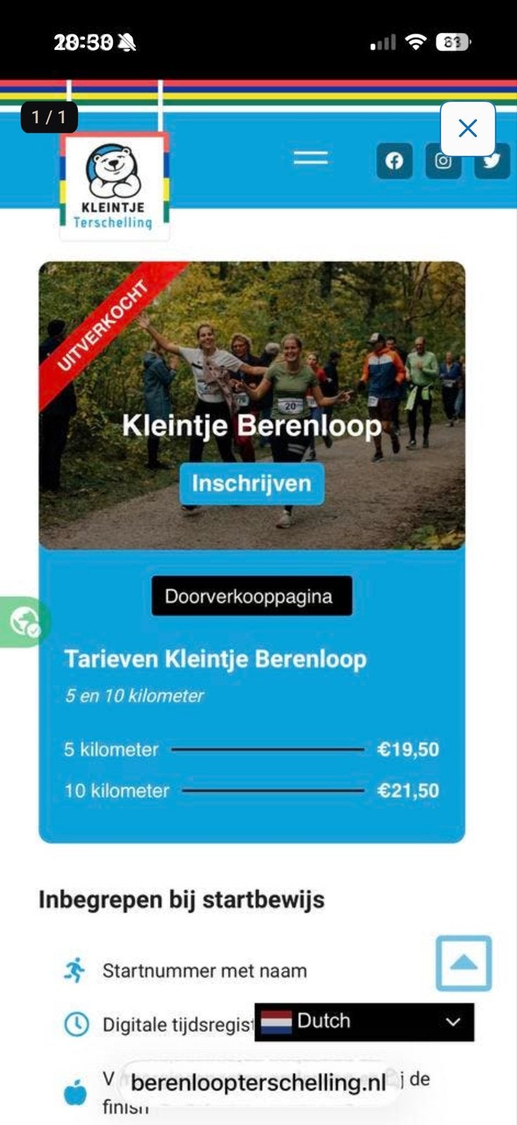 Startbewijs gezocht voor kleintje Berenloop 2026, November