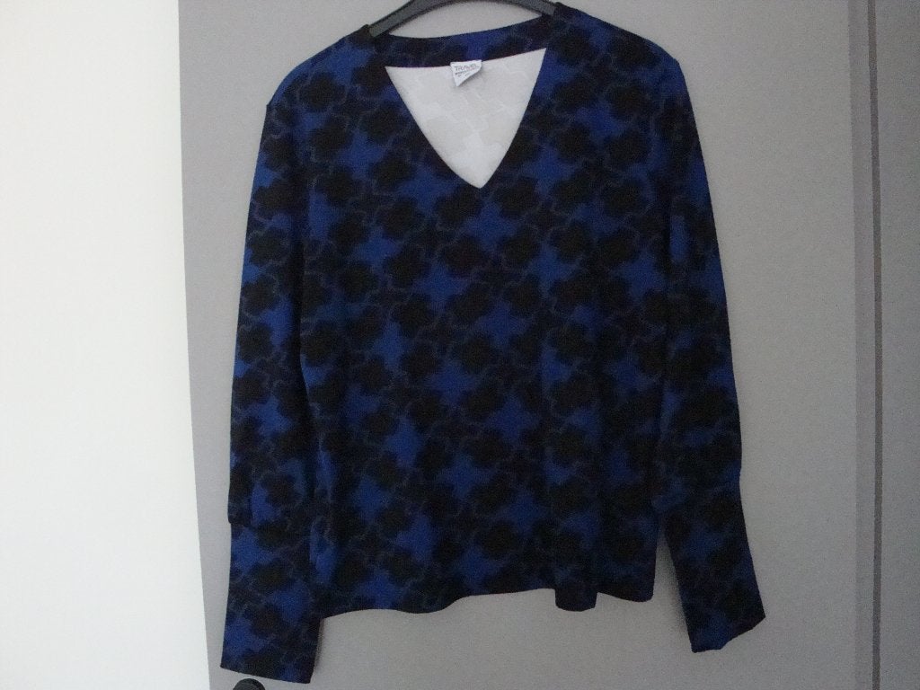 Zwart met kobalt blauwe MAICAZZ top met lange mouw, Maat 3XL, Kleding | Dames, Grote Maten, Meerkleurig, Shirt of Top, Ophalen of Verzenden