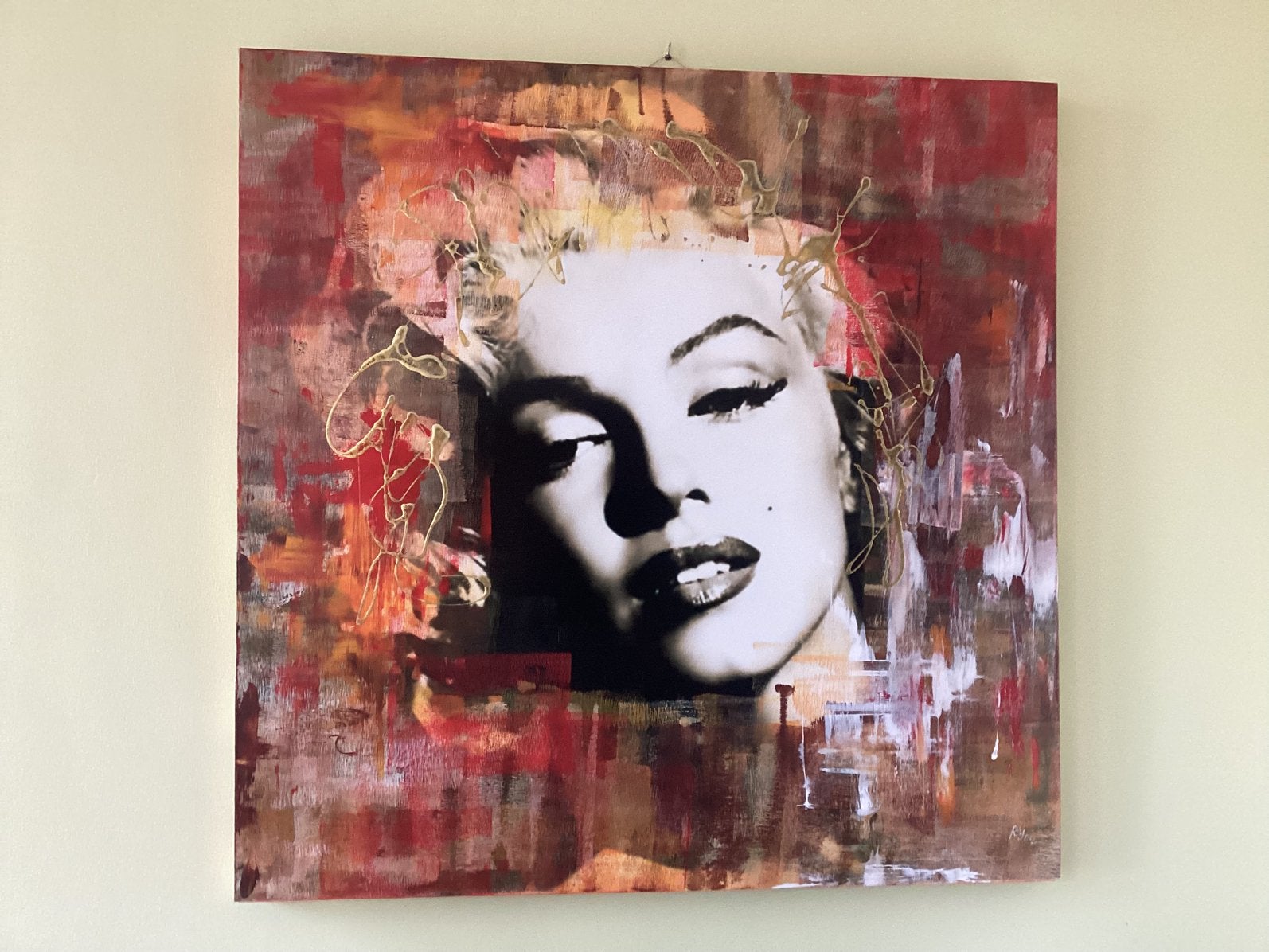 Schilderij op canvas doek Marilyn Monroe, Antiek en Kunst, Ophalen of Verzenden, Op houten frame, Gemengde techniek, Portret