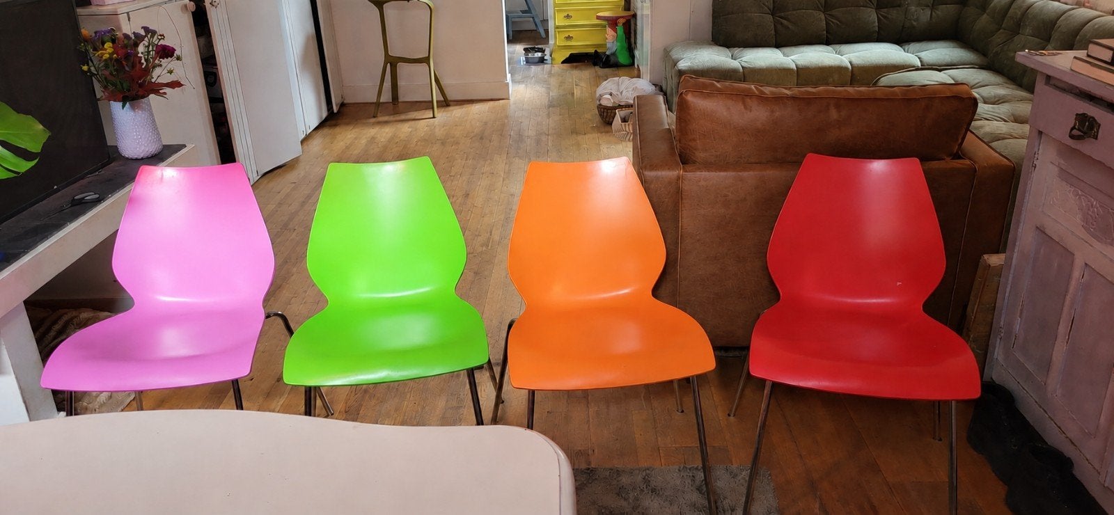 Set 4 stoelen - Maui by Vico Magistretti for Kartell, Ophalen, Overige kleuren, Design, Maui, Kartell, kleurrijk, Vier