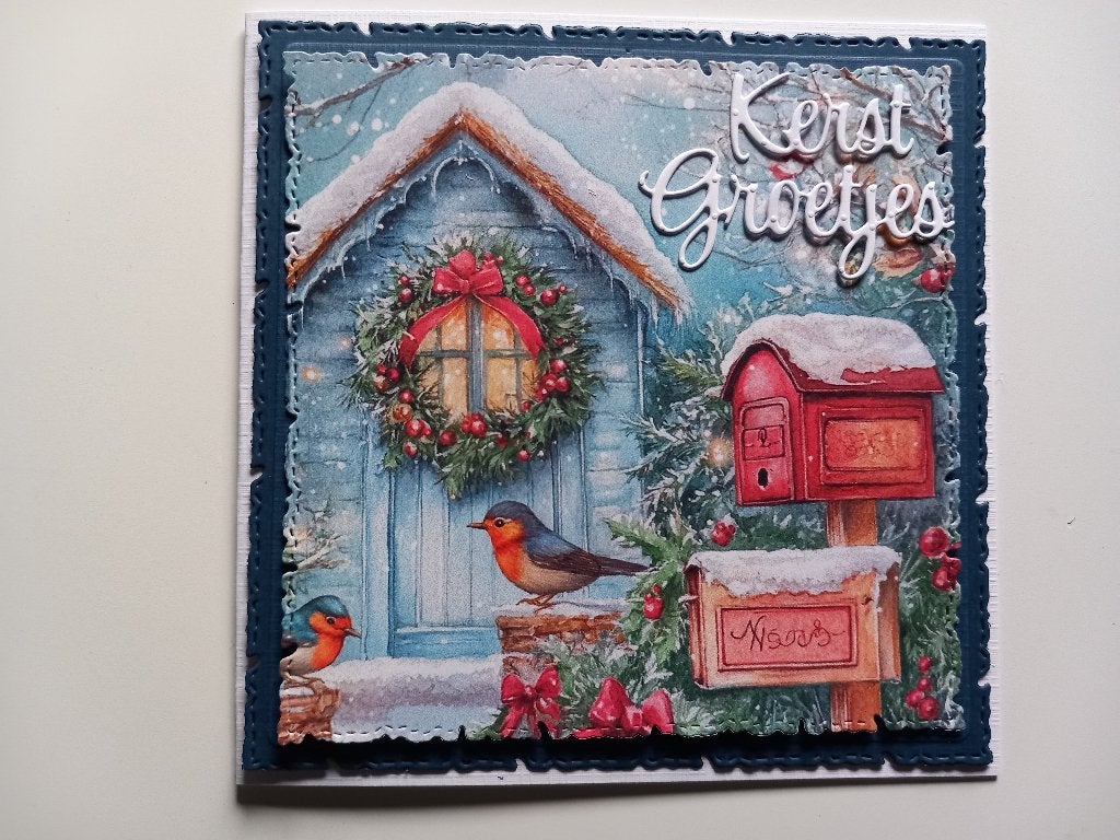 Set 2521 dubbele kaart met opleg., Hobby en Vrije tijd, Ophalen of Verzenden, Nieuw, Kerst, Blanco kaart of Basiskaart
