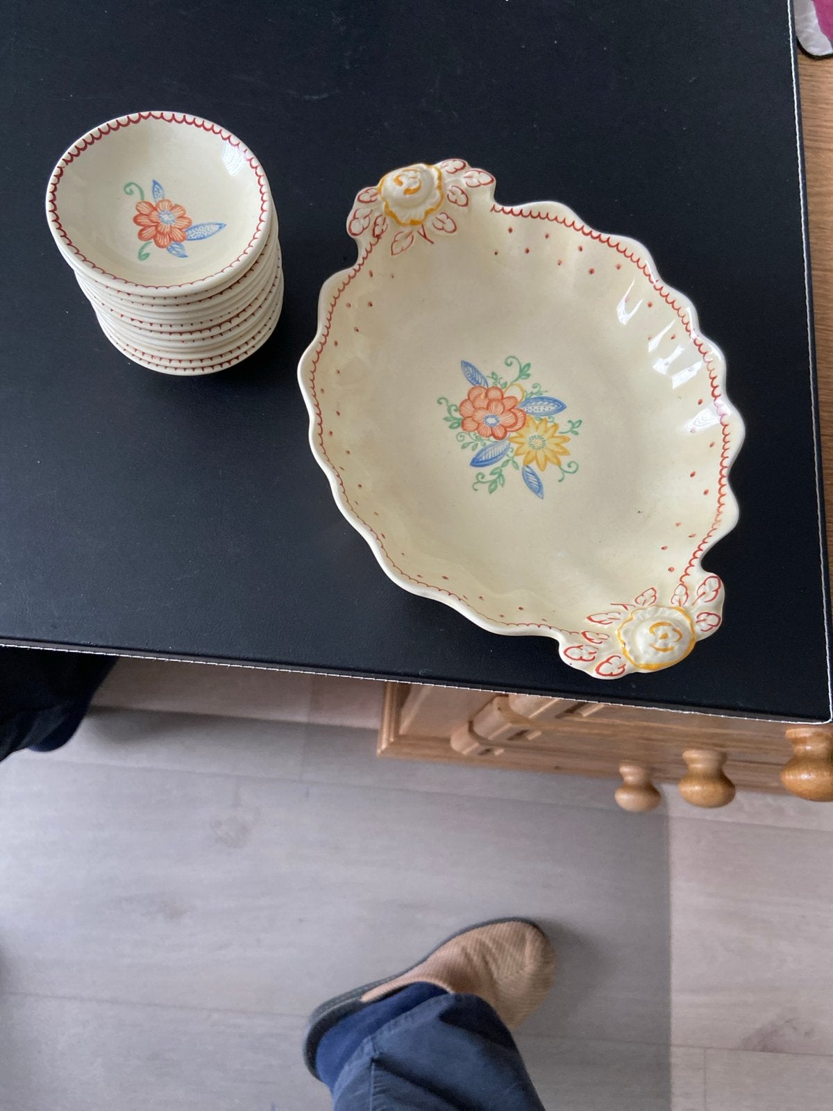 Decoratieve schaal met kleine schaaltjes, handgeschilderd, Ophalen of Verzenden