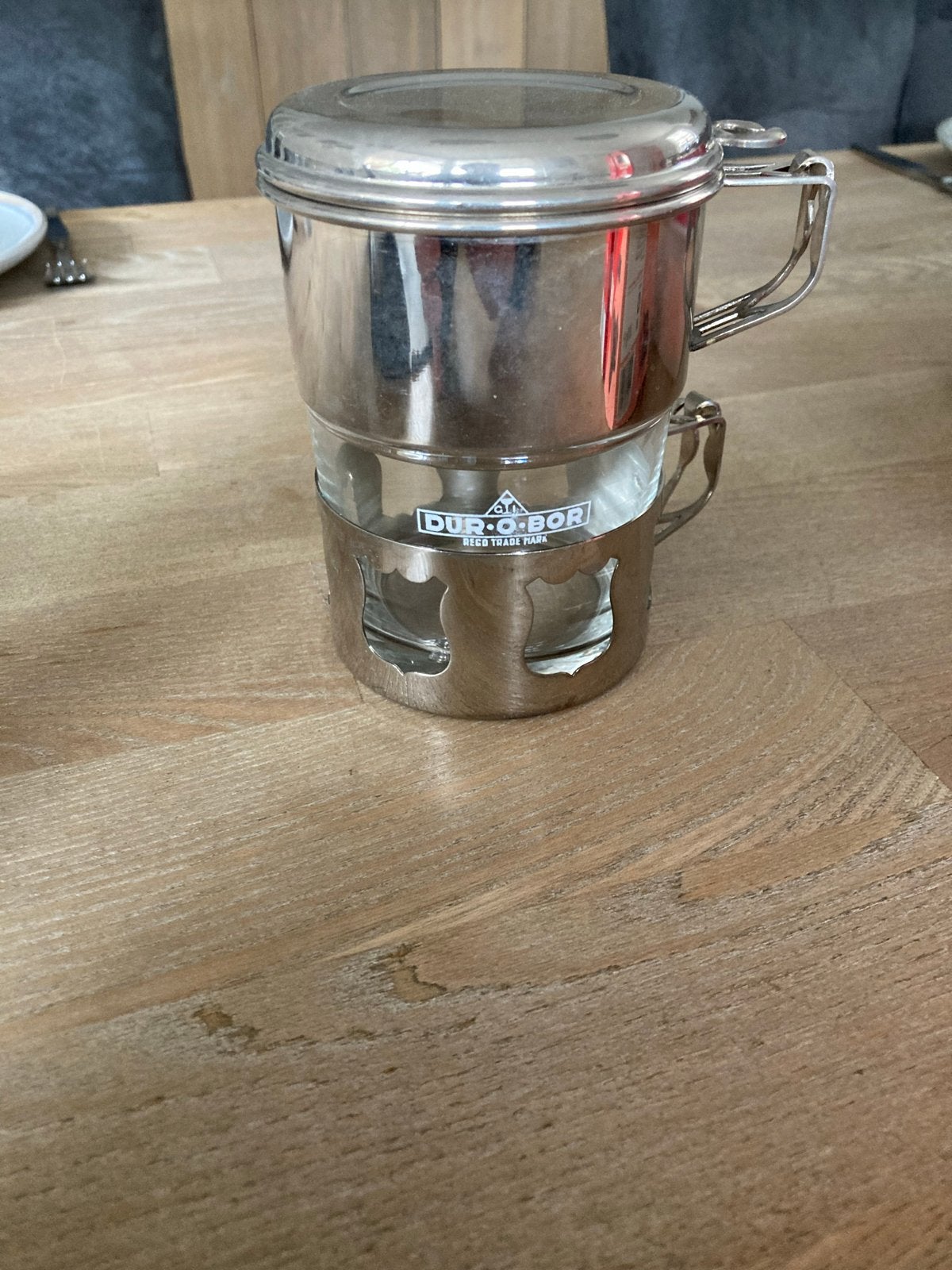 Vintage Dur-O-Bor  coffeemaker, Zilver, Ophalen of Verzenden, Metaal, Overige merken