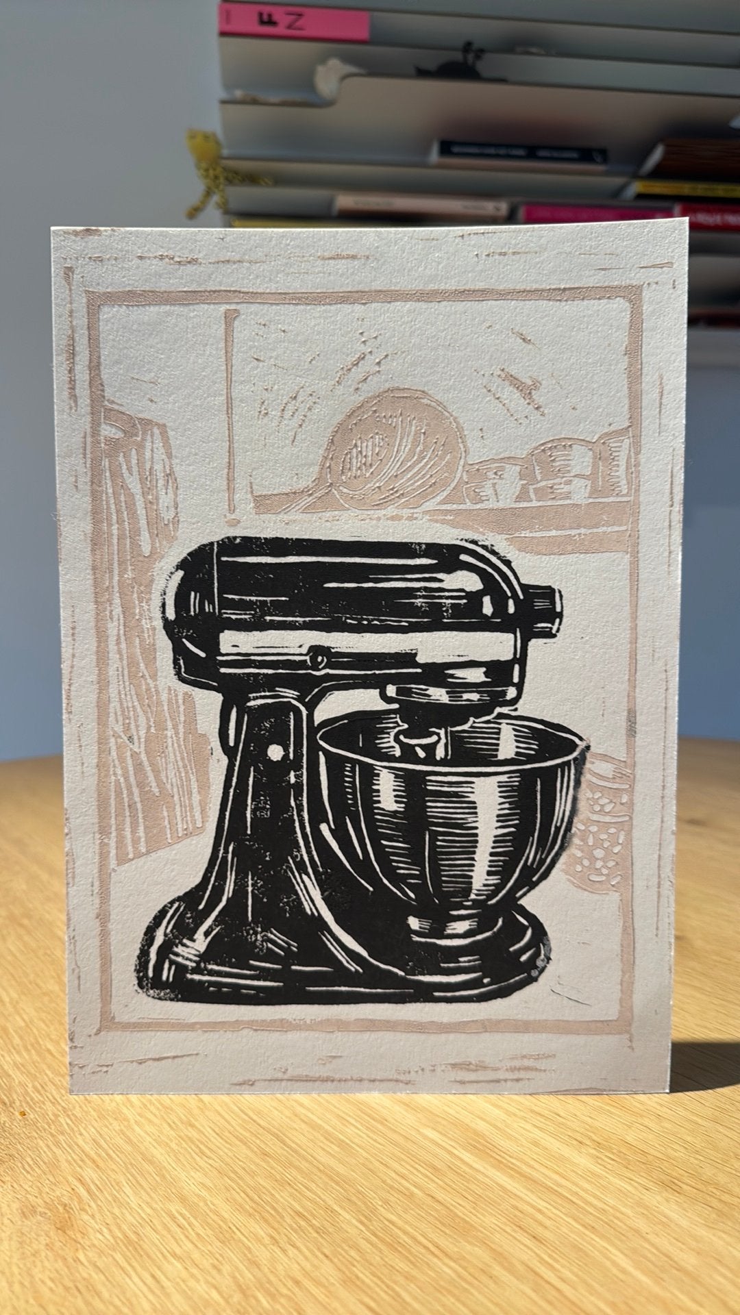 Lino afdruk, twee kleurig van keukenmachine 🤎🖤, Ophalen of Verzenden