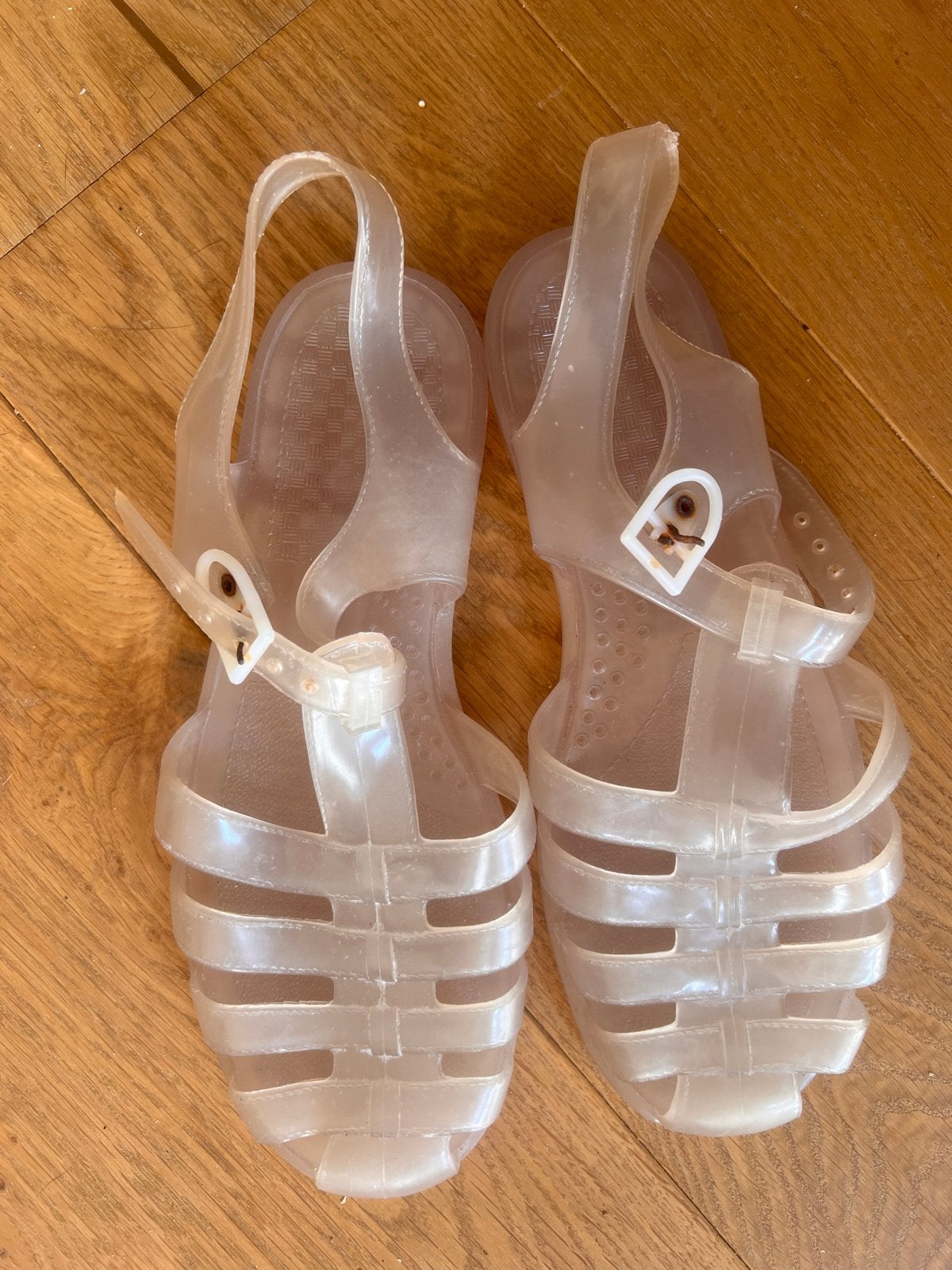 Transparante waterschoenen 39/40, Wit, Gedragen, Sandalen of Muiltjes, Ophalen of Verzenden