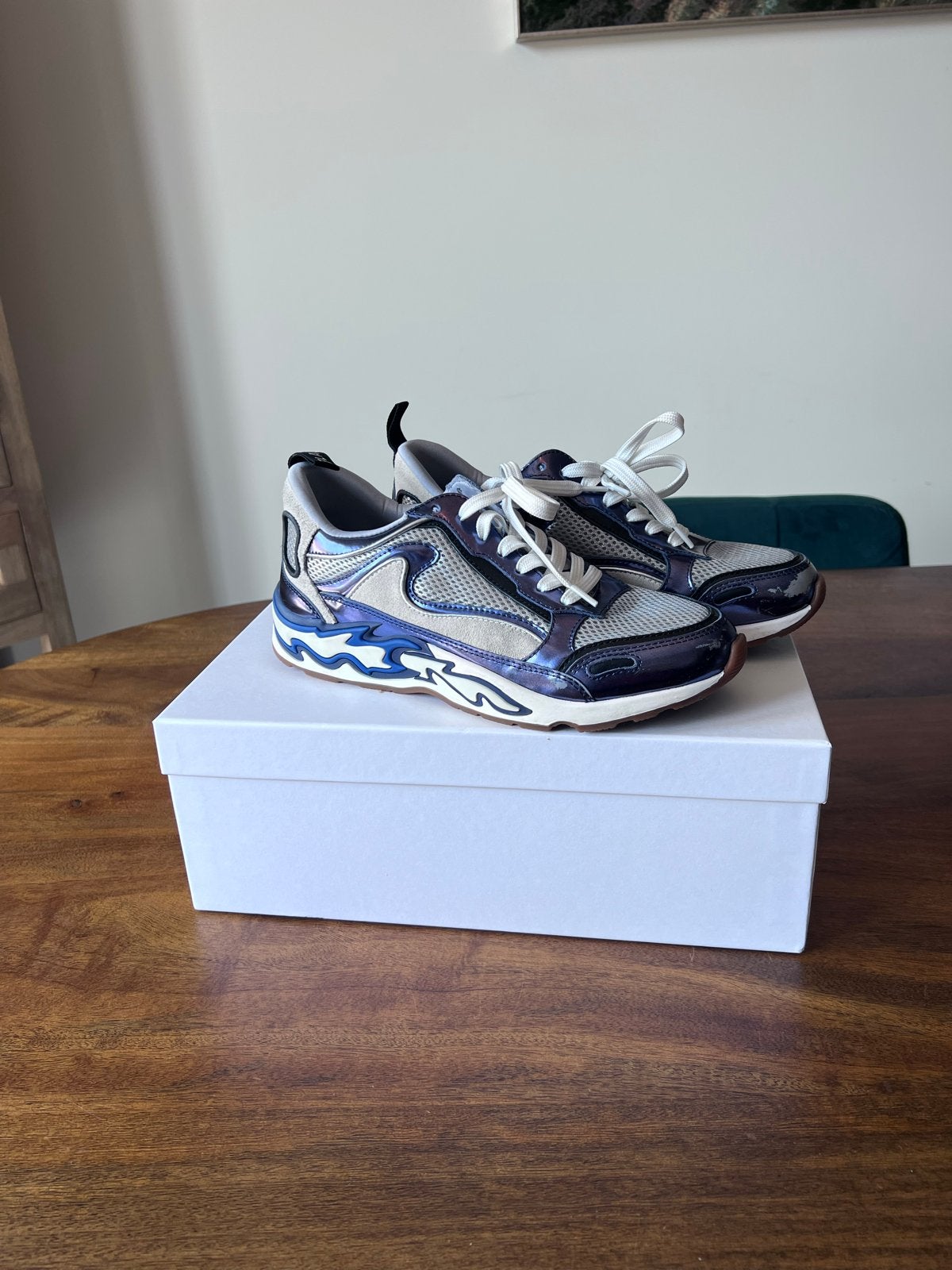 Sandro Flame sneakers - metallic | maat 38 met doos, Ophalen of Verzenden, Gedragen, Blauw, Sneakers of Gympen
