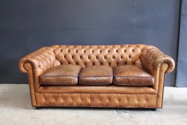 vintage origineel Engelse Chesterfield bank, Ophalen, Gebruikt, Chesterfield Engels Landelijk Industrieel Klassiek Vintage, Minder dan 75 cm