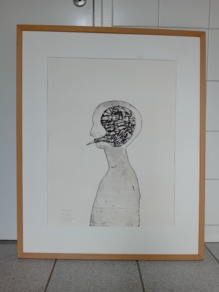 grafisch kunstwerk in lijst, Ophalen, Overige materialen, 71 cm, Gebruikt