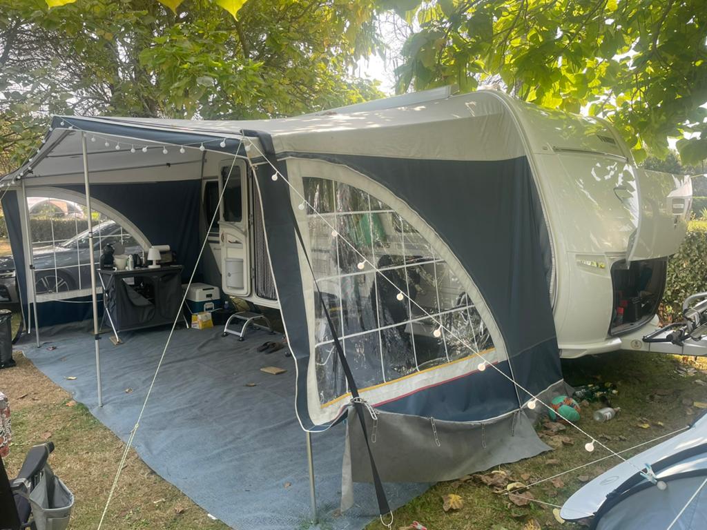 Voortent Dorema caravan,  maat 13, blauw, grijs, Caravans en Kamperen, Caravan accessoires, Gebruikt, Ophalen