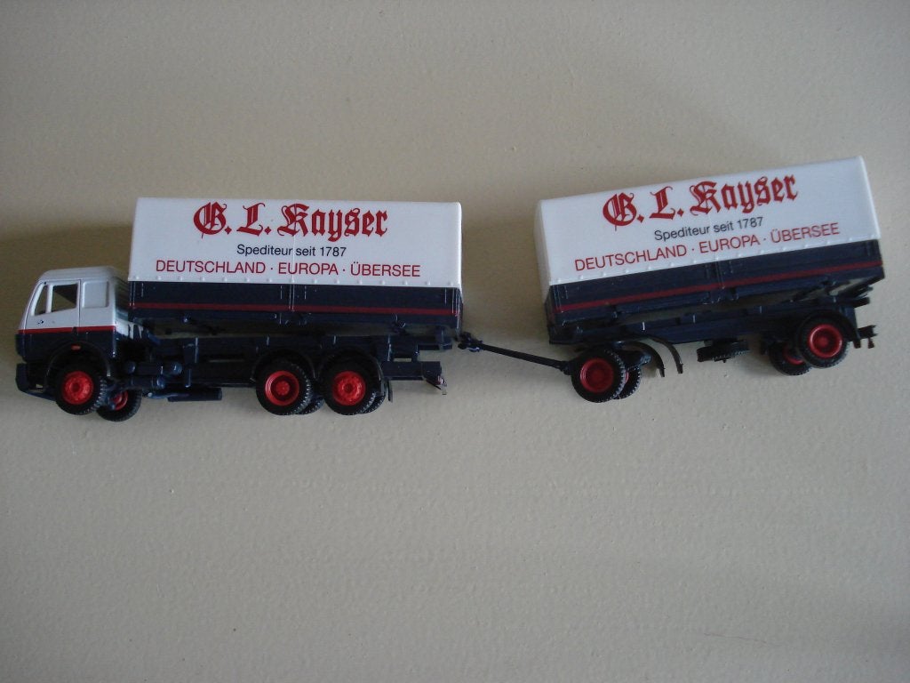 Mercedes vrachtwagen aanhanger Kayser (Herpa), Verzenden, Gebruikt, Bus of Vrachtwagen, Rietze