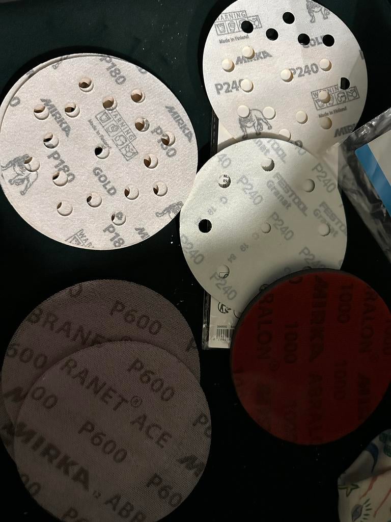 Schuurpapier 125mm voor epoxy (Mirka Gold, Granat, Abralon), Doe-het-zelf en Verbouw, Gereedschap | Schuurmachines, Ophalen of Verzenden