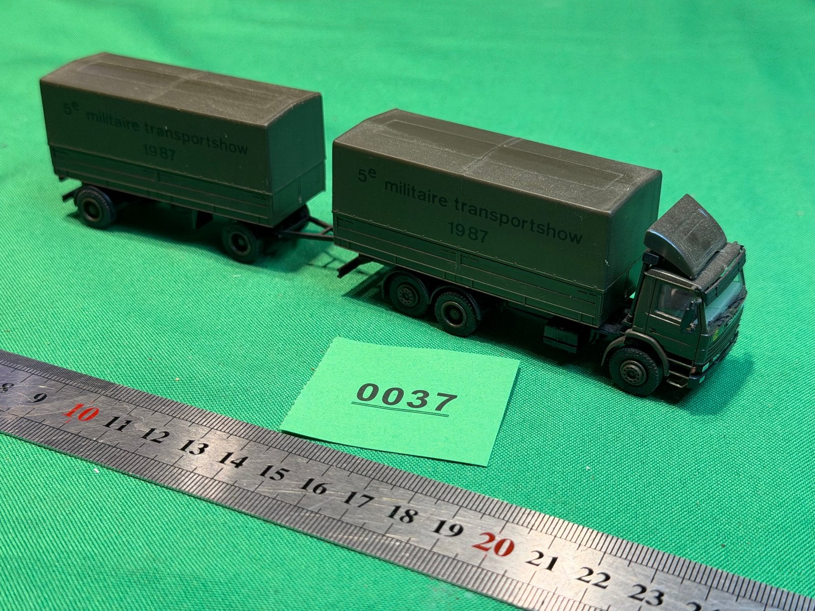 Herpa Scania 82M+aanhanger  5e militaire transportshow 1987, Overige merken, Gebruikt, 1:32 tot 1:50, Ophalen of Verzenden