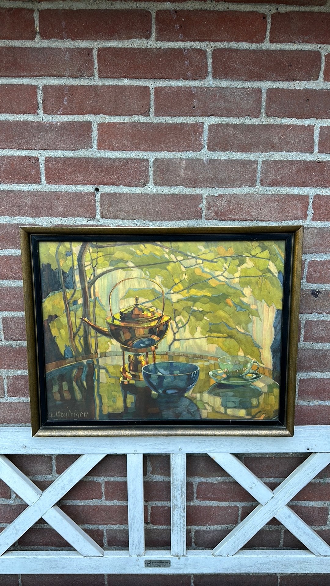 Vintage stilleven schilderij gesigneerd L. Gastreiger  40/50, Antiek en Kunst, Ophalen of Verzenden