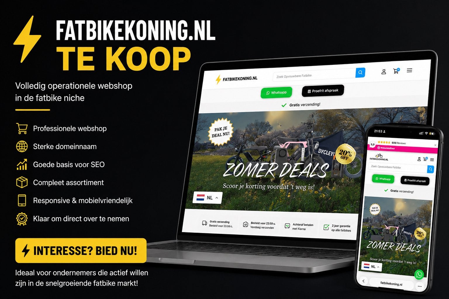 Webshop Fatbikekoning te koop - Volledig operationeel