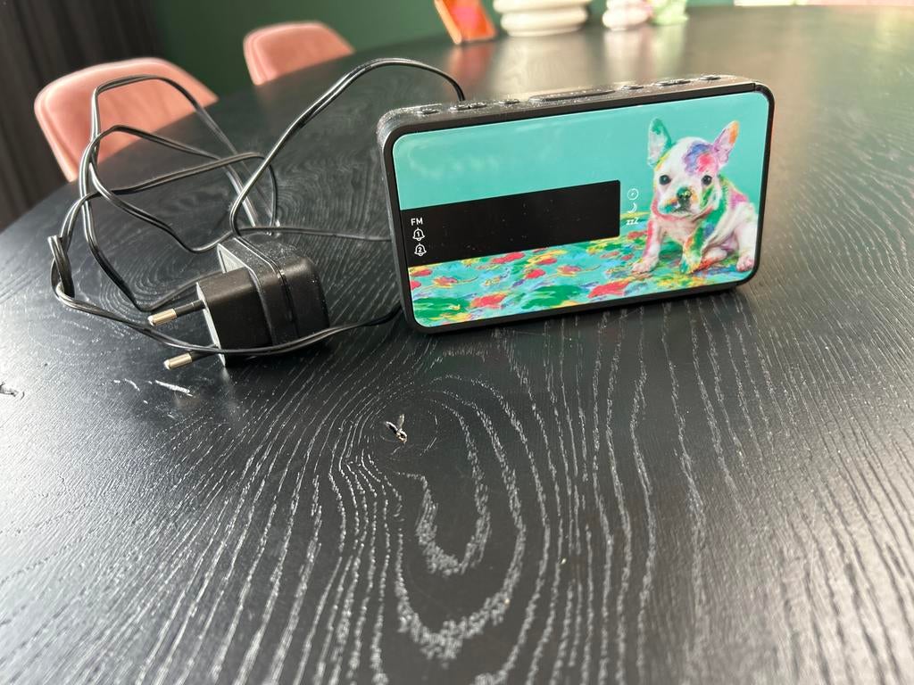 Bigben RR16 Wekker met FM Radio en Kleurrijk Hondje, Ophalen of Verzenden, Zo goed als nieuw, Digitaal