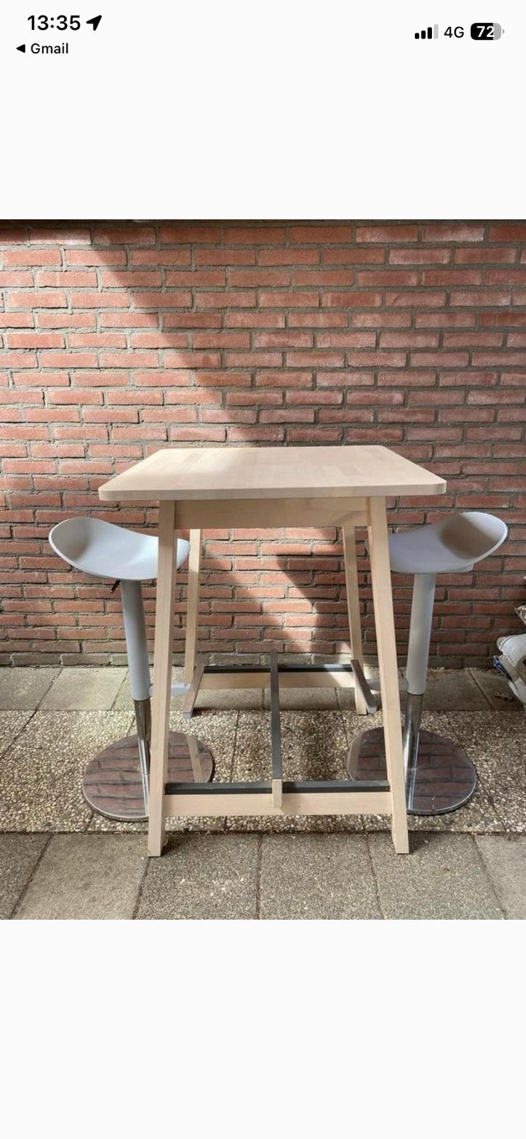 Complete set Ikea bartafel, Ophalen, In hoogte verstelbaar, 60 tot 90 cm, Zo goed als nieuw