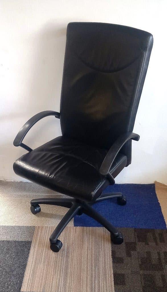 Mooie Interstuhl H200 Bureaustoel Fauteuil Echt LEER !, Huis en Inrichting, Bureaustoelen, Ophalen, Gebruikt, Zwart, Bureaustoel