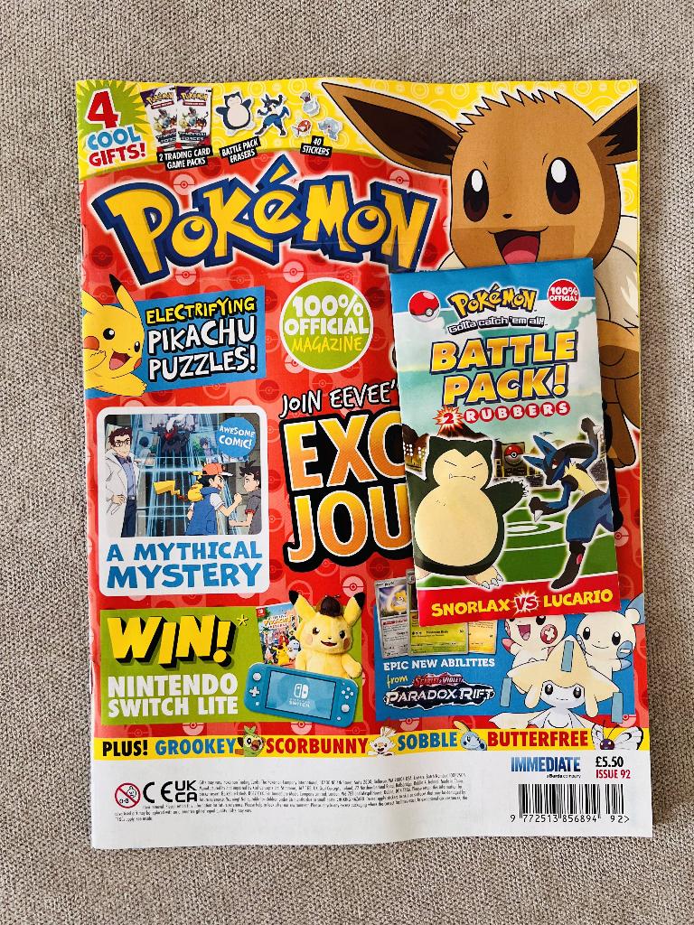 Pikachu Eevee Snorlax Pokemon Official Magazine Tijdschrift, Hobby en Vrije tijd, Verzamelkaartspellen | Pokémon, Verzenden, Zo goed als nieuw
