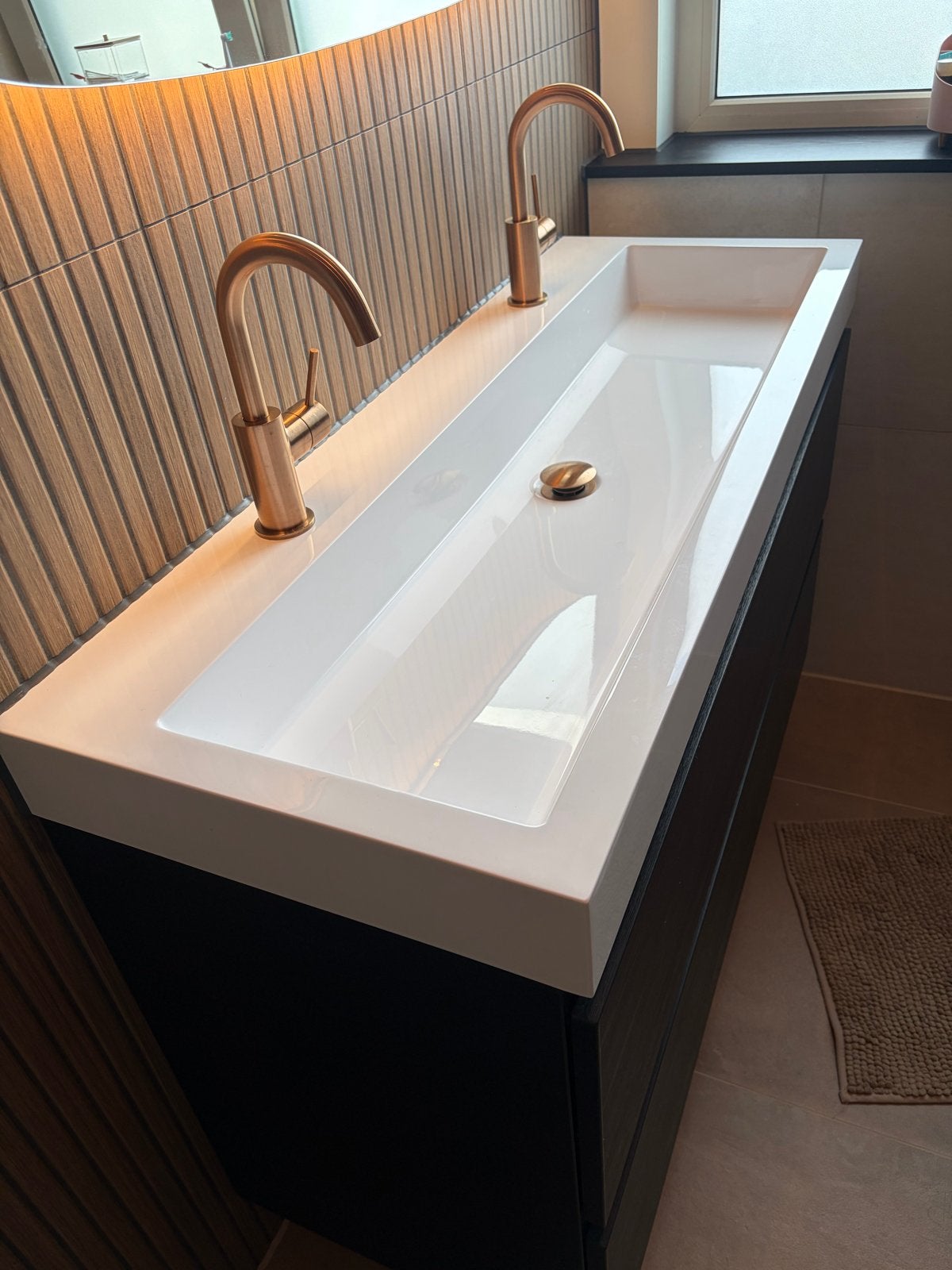 INK Momento polystone wastafel 120 cm | glans wit, Ophalen, Zo goed als nieuw, Koper, Wastafel