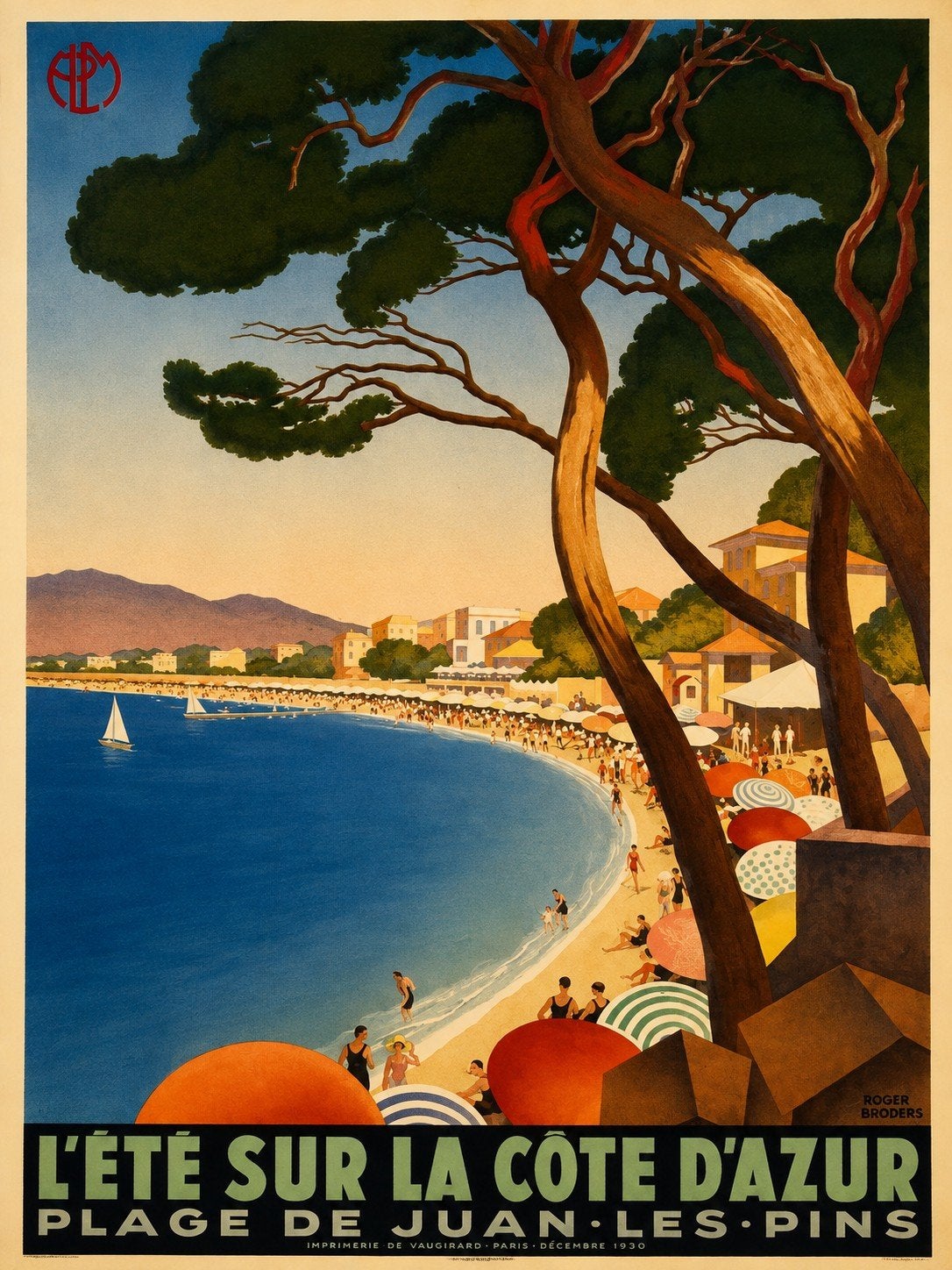 Vintage poster: L'ÉTÉ SUR LA CÔTE D'AZUR - Juan Les Pins, Ophalen of Verzenden