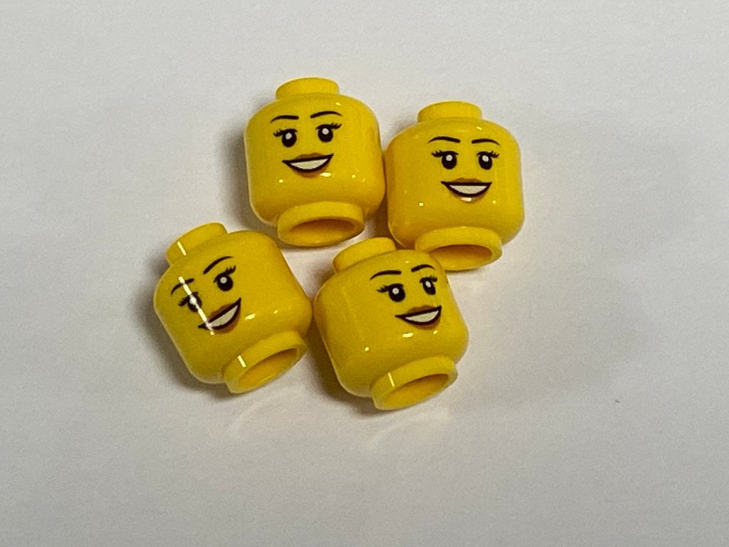 Partij Lego 4x nieuwe geel hoofd vrouwelijk met lach