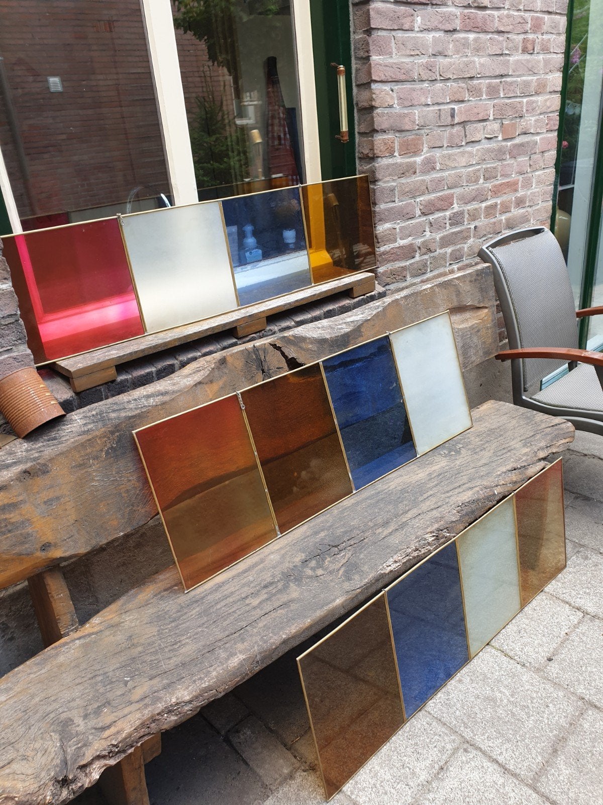 Gekleurd glas in koper., Ophalen