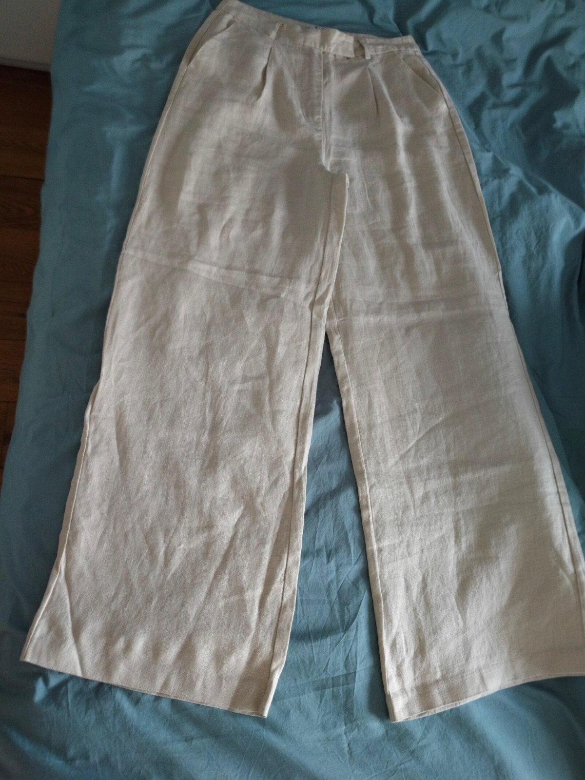 NA-KD linnen broek ecru 36 zgan, Kleding | Dames, NA-KD, Beige, Ophalen of Verzenden, Zo goed als nieuw