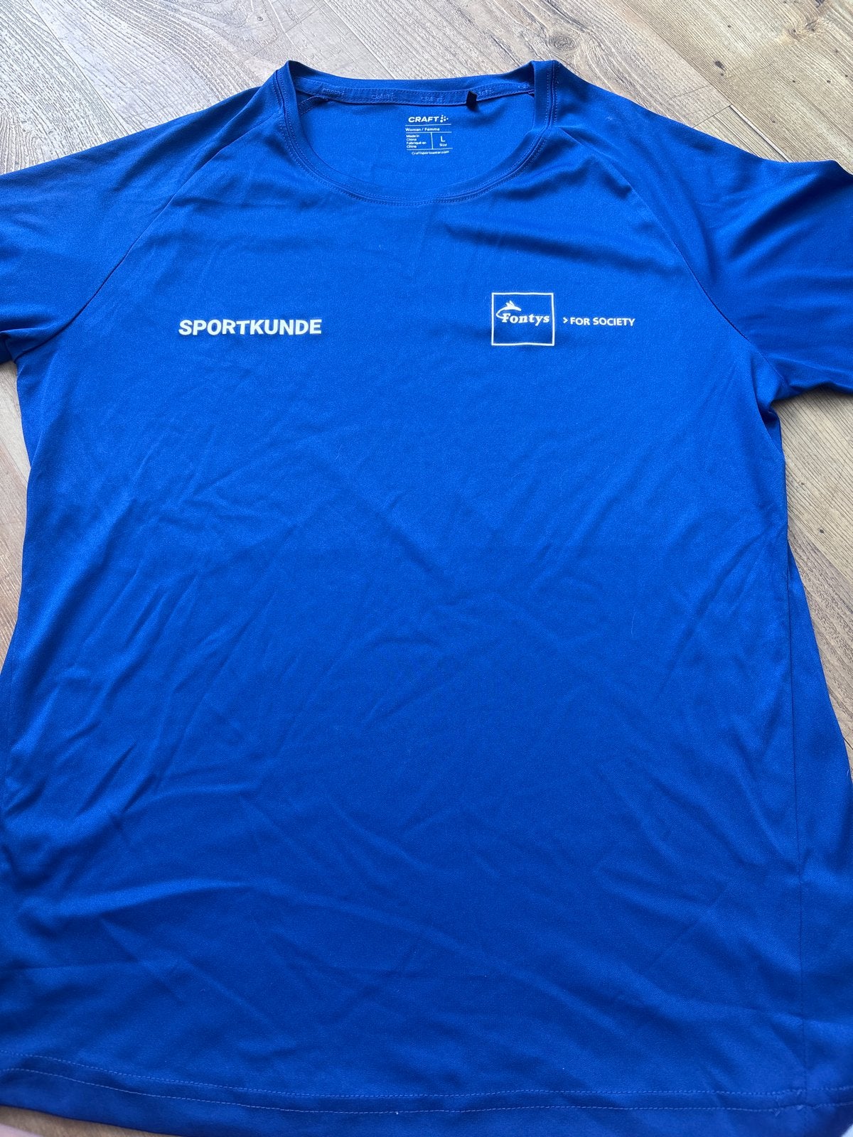 Dames Sportkunde T-shirt Maat L - Fontys HBO, Blauw, Maat 42/44 (L), Ophalen of Verzenden, Fitness of Aerobics