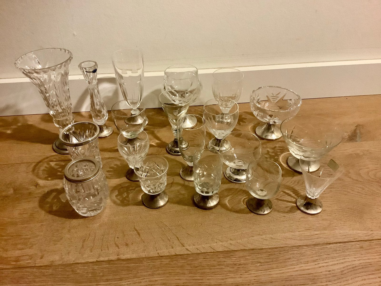 Verzameling zilver kristal borrelglas, lepelbeker gemerkt, Verzamelen, Ophalen of Verzenden, Borrel- of Shotglas